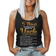 5 Things You Should Know About My Uncle Funny Christmas Gift Women Tank Top Basic Casual Daily Weekend Graphic