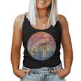 African Giraffe Mom And Baby Watercolor On Distressed Sunset Women Tank Top Basic Casual Daily Weekend Graphic