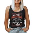 Conley Blood Runs Through My Veins Family Christmas Women Tank Top Basic Casual Daily Weekend Graphic