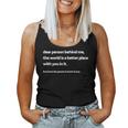 Dear Person Behind Me Mental Health Day 2023 Be Kind Women Tank Top