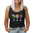 Drinking Wine Mardi Gras Glass Of Wine Men Women Women Tank Top