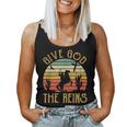 Give God The Reins Funny Cowboy Riding Horse Christian Women Tank Top Basic Casual Daily Weekend Graphic