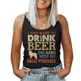 Great Pyrenees Dad Drink Beer Hang With Dog Funny Vintage Women Tank Top Basic Casual Daily Weekend Graphic