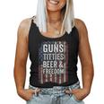 Guns Titties Beer & Freedom - Funny Mens Gun Drinking Joke Women Tank Top Basic Casual Daily Weekend Graphic