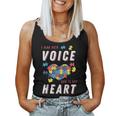 I Am Her Voice And She Is My Heart Autism Mom Or Dad Women Tank Top Basic Casual Daily Weekend Graphic