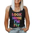 Look Mom Im Fly Hip Hop Style Rainbow Letters Aesthetic Women Tank Top Basic Casual Daily Weekend Graphic