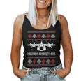 Military Airplane Ugly Christmas Sweater Army Veteran Xmas Women Tank Top Basic Casual Daily Weekend Graphic