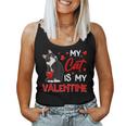 My Cat Is My Valentine Cute Valentines Day Cat Dad Cat Mom Women Tank Top Basic Casual Daily Weekend Graphic