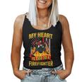 My Heart Is Tied To A Firefighter Fireman Fire Wife Women Tank Top Basic Casual Daily Weekend Graphic