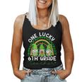 One Lucky 6Th Grade Teacher Gnomes St Patricks Rainbow Women Tank Top Basic Casual Daily Weekend Graphic