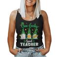 One Lucky Sped Teacher Gnome Shamrock St Patricks Day Women Tank Top Basic Casual Daily Weekend Graphic