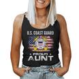 US Coast Guard Proud Aunt With American Flag Gift Veteran Women Tank Top Basic Casual Daily Weekend Graphic