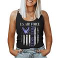 Vintage US Air Force Proud Sister With American Flag Women Tank Top Basic Casual Daily Weekend Graphic