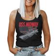 Womens Aircraft Carrier Uss Midway Usa Flag Veteran Grandpa Dad Son Women Tank Top Basic Casual Daily Weekend Graphic