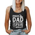 Womens Cheer Dad The Only Thing I Flip Is My Wallet Fathers Day Women Tank Top Basic Casual Daily Weekend Graphic