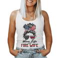 Mom Life And Fire Wife Firefighter American Flag 4Th Of July Women Tank Top Basic Casual Daily Weekend Graphic
