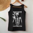 Dead Inside But Caffeinated Skeleton Drinking Coffee Funny Women Tank Top Basic Casual Daily Weekend Graphic Funny Gifts