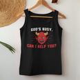 Gods Busy Can I Help You Devil Funny Women Tank Top Basic Casual Daily Weekend Graphic Funny Gifts
