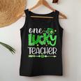 Green Leopard Shamrock One Lucky Teacher St Patricks Day Women Tank Top Basic Casual Daily Weekend Graphic Funny Gifts