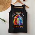 Because Of Him Heaven Knows My Name Jesus Lion Cross Faith Women Tank Top Unique Gifts
