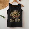 Life Is Good Golden Retriever Funny Mom Mama Dad Kids Gifts Women Tank Top Basic Casual Daily Weekend Graphic Funny Gifts
