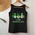 Love Teacher Life Gnome Leopard Shamrock Saint Patricks Day Women Tank Top Basic Casual Daily Weekend Graphic Personalized Gifts
