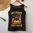 My Heart Is Tied To A Firefighter Fireman Fire Wife Women Tank Top Basic Casual Daily Weekend Graphic Funny Gifts