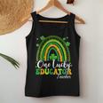 One Lucky Educator Teacher Rainbow Shamrock Patricks Day Women Tank Top Basic Casual Daily Weekend Graphic Funny Gifts