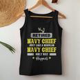 Retired Navy Chief Just Like A Regular Happier Veteran Women Tank Top Basic Casual Daily Weekend Graphic Funny Gifts