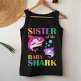 Sister Of The Baby Birthday Shark Sister Shark Women Tank Top Unique Gifts