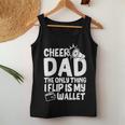 Womens Cheer Dad The Only Thing I Flip Is My Wallet Fathers Day Women Tank Top Basic Casual Daily Weekend Graphic Personalized Gifts