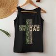 Womens Christian Blessed Dad Camo Flag Cross Religious Fathers Day Women Tank Top Basic Casual Daily Weekend Graphic Personalized Gifts