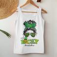 Bleached Shamrock One Lucky Mom Messy Bun St Patricks Day Women Tank Top Basic Casual Daily Weekend Graphic Funny Gifts