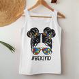 Be Kind Messy Bun Girls Kids Autism Awareness Kindness Month Women Tank Top Unique Gifts
