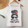 Mom Life And Fire Wife Firefighter American Flag 4Th Of July Women Tank Top Basic Casual Daily Weekend Graphic Funny Gifts