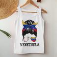 Venezuelan Baseball Fan Girl Mom Messy Bun Venezuela Flag Women Tank Top Unique Gifts
