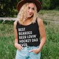 Best Bearded Beer Lovin Hockey Dad Fathers Day Women Tank Top Gifts for Her