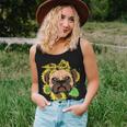 Funny Pug Dog Mom Sunflower Head Bandana Womens Girls Gift Women Tank Top Basic Casual Daily Weekend Graphic Gifts for Her