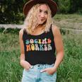 Groovy Retro Social Worker Leopard Rainbow Funny Work Love Women Tank Top Basic Casual Daily Weekend Graphic Gifts for Her
