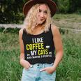 I Like Coffee My Cats And Maybe 3 People Funny Coffee Cat Women Tank Top Basic Casual Daily Weekend Graphic Gifts for Her