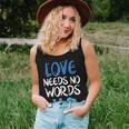 Love Needs No Words Autism Awareness Mom Dad Teacher Women Tank Top Basic Casual Daily Weekend Graphic Gifts for Her