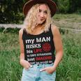My Man Risks His Life Firefighter Wife Girlfriend V2 Women Tank Top Basic Casual Daily Weekend Graphic Gifts for Her