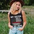 My Sister Is My Hero Firefighter Thin Red Line Women Tank Top Basic Casual Daily Weekend Graphic Gifts for Her