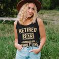 Retired 2023 Worked Whole Life For This Retirement Women Tank Top Basic Casual Daily Weekend Graphic Gifts for Her