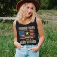 Vintage Proud Wife Of A Army Veteran With American Flag Women Tank Top Basic Casual Daily Weekend Graphic Gifts for Her