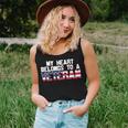 Womens My Heart Belongs To A Veteran Awesome Veteran Day Design Women Tank Top Basic Casual Daily Weekend Graphic Gifts for Her