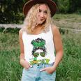 Bleached Shamrock One Lucky Mom Messy Bun St Patricks Day Women Tank Top Basic Casual Daily Weekend Graphic Gifts for Her