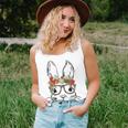 Cute Mom N Girls Easter Bunny With Glasses Leopard Print Women Tank Top Gifts for Her