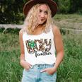 One Lucky Teacher Shamrock Clover Leopard St Patricks Day Women Tank Top Basic Casual Daily Weekend Graphic Gifts for Her