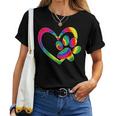Animal Rescue Dog Cat Paw Heart Print Tie Dye Dog Dad Mom Women T-shirt